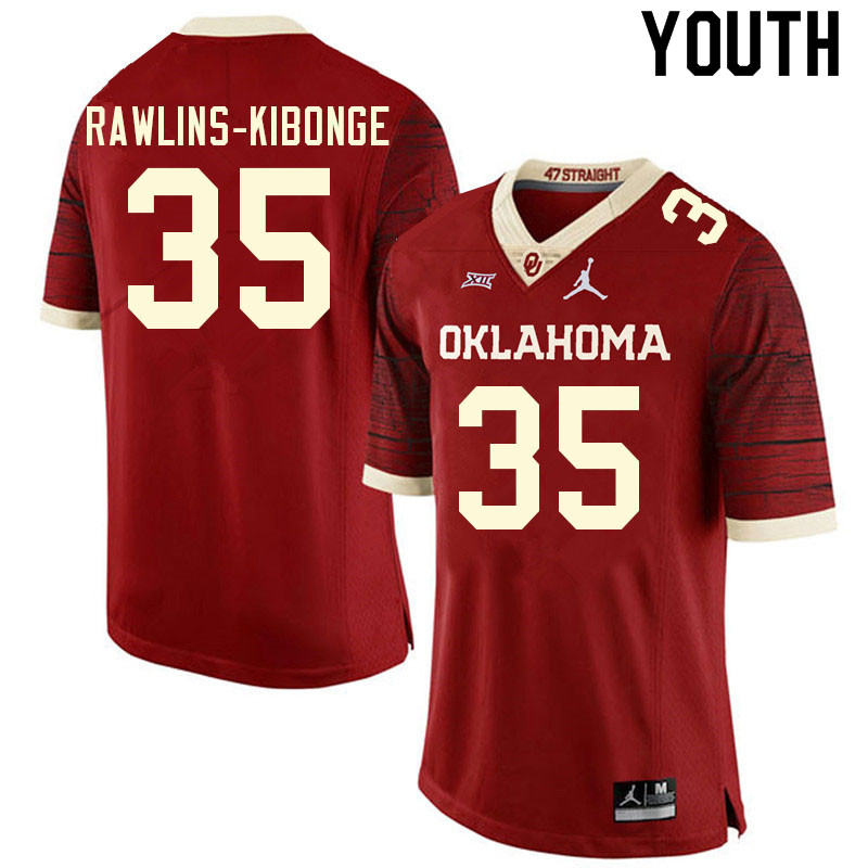 Youth #35 Nathan Rawlins-Kibonge Oklahoma Sooners College Football Jerseys Sale-Retro - Click Image to Close